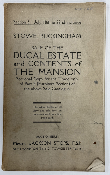 Sale Catalogue, Stowe