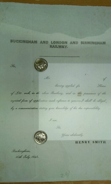 Draft letter regarding Railway Shares