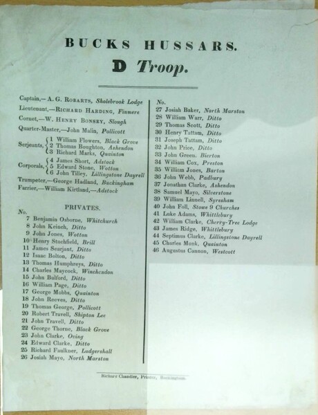 Bucks Hussars D Troop