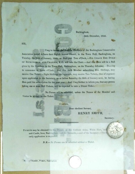 Instructions to purchase Tickets for the Buckingham Conservative Association Annual Dinner and Ball