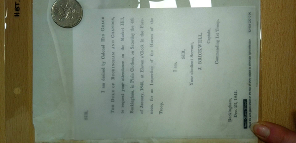 Letter to attend the Inspection of th Horses of the Troop