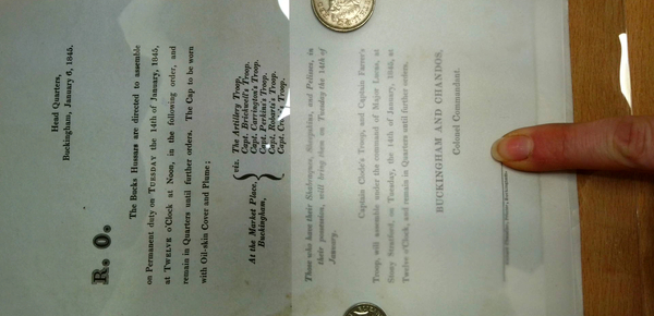 Direction for Bucks Hussars to Assemble