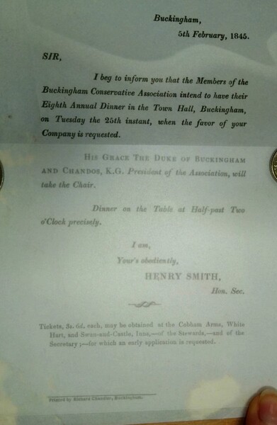 Buckingham Conservative Annual Dinner Invitation